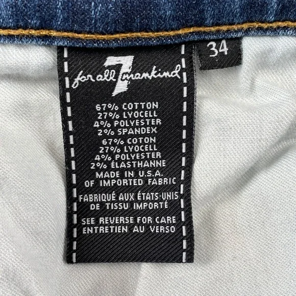 7 For All Mankind Jeans Mens 34 Blue Slimmy Slim Fit Stretch Denim Made in USA - Picture 3 of 10